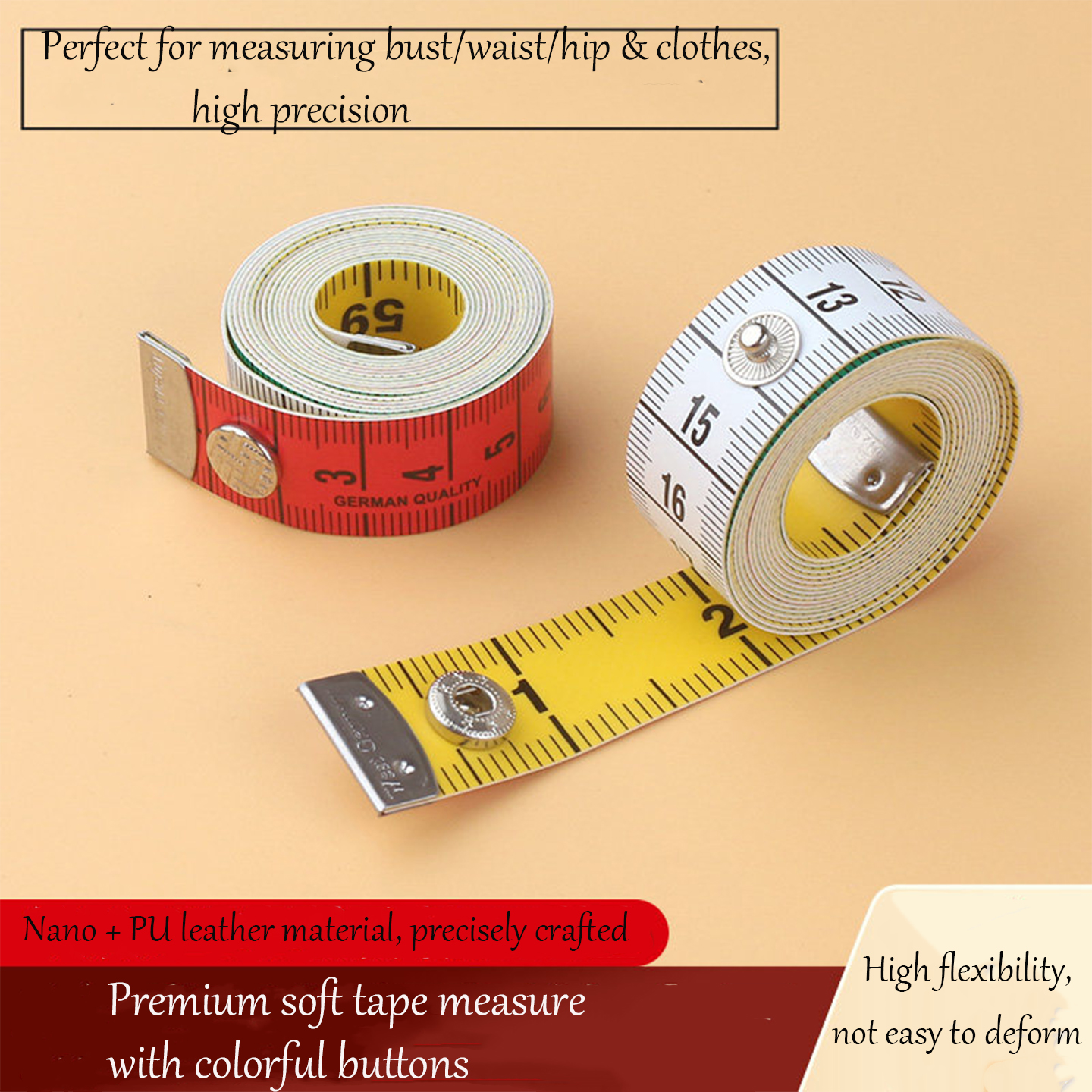Leatherwork Ruler - Colorful 1.5M Dual Scale Soft Tape