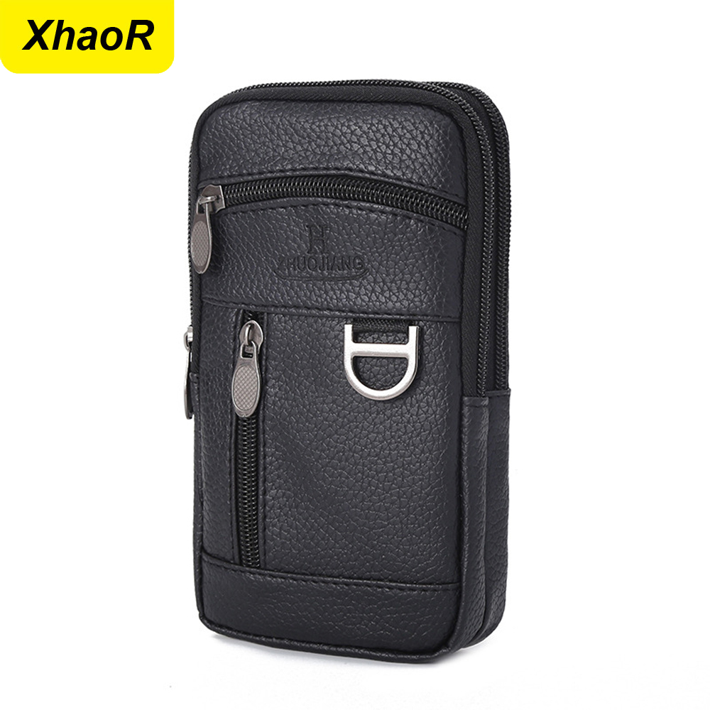 Leatherwork Wallet - Men Waist Bag Mobile Phone Bag