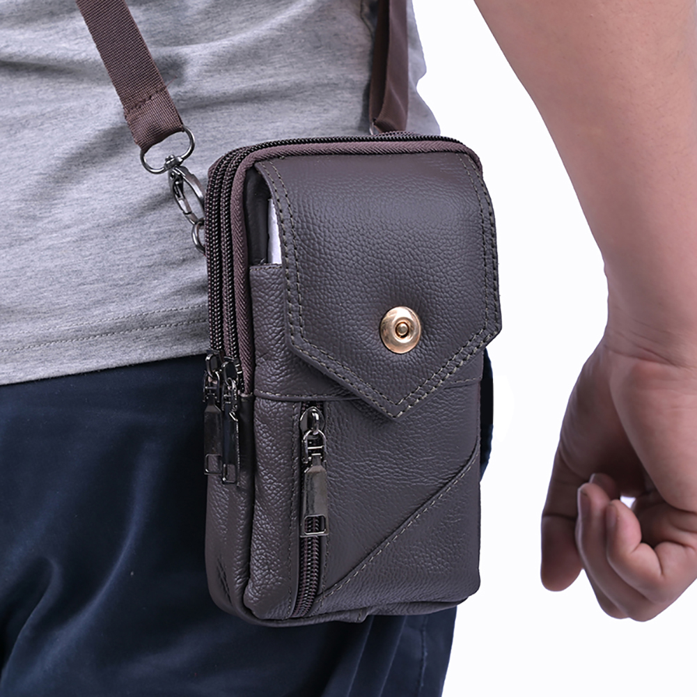 Leatherwork Wallet - Men Simple Shoulder Bag Waterproof Leather
