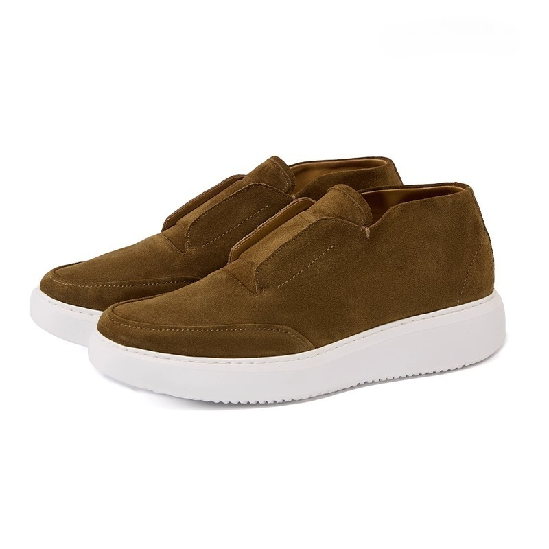Leather Work Boots - Men Skate Shoes Genuine Leather Slip-on
