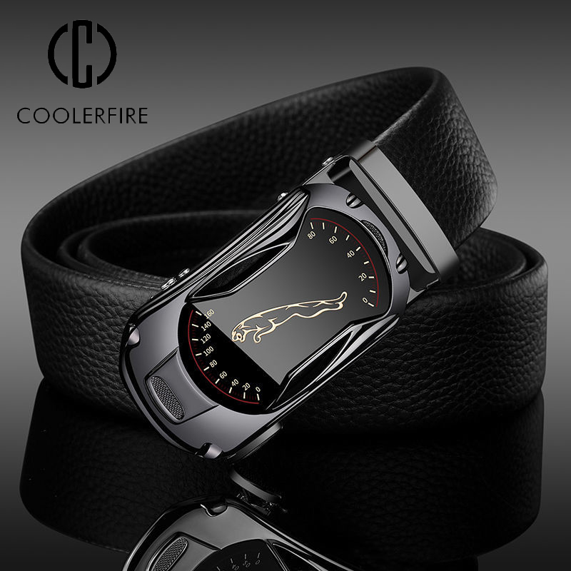 Leather Work Jeans - Belt Men Automatic Buckle Belt for
