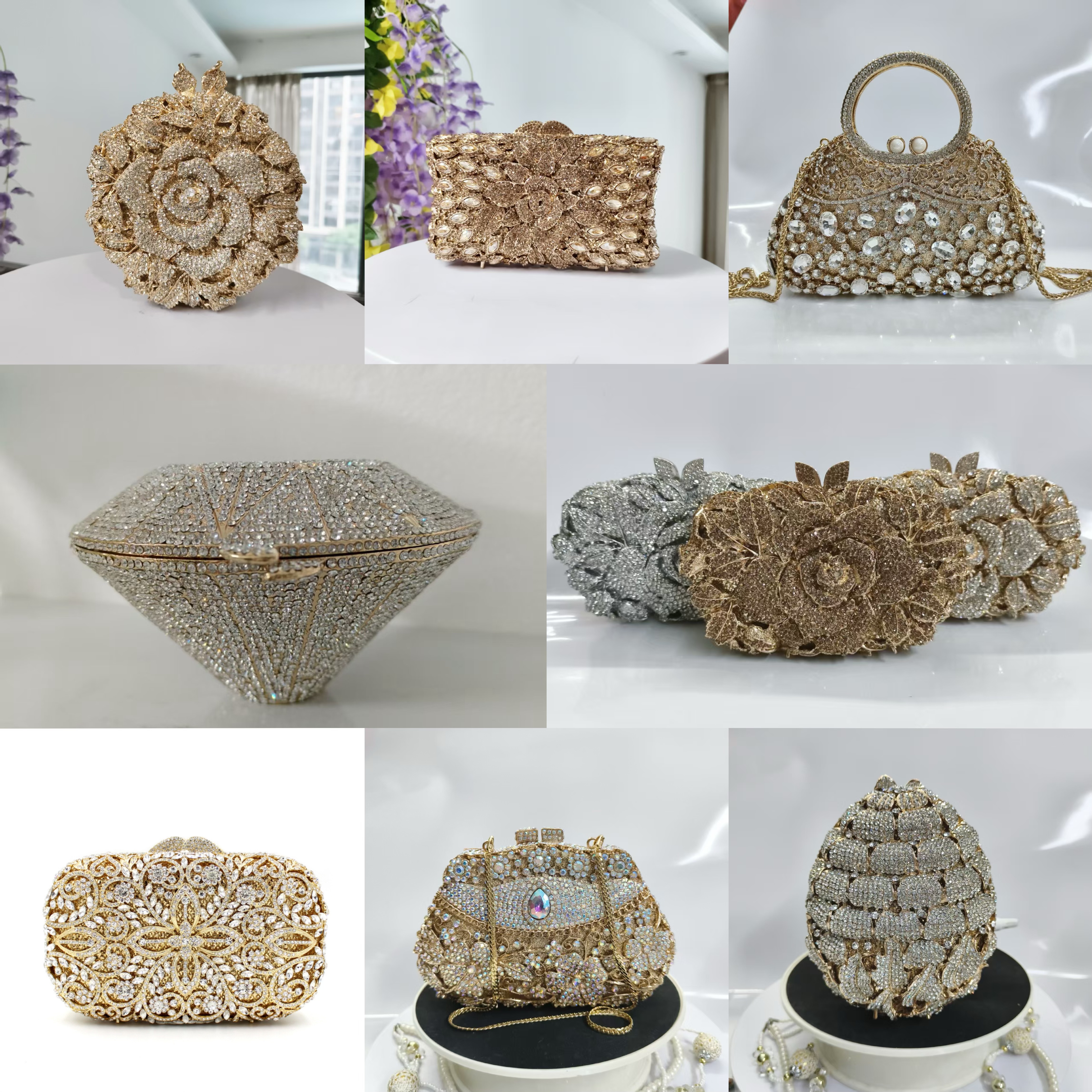 New Rhinestone Clutch Purse Wo - Leatherwork Wallet บทวิจารณ์และราคา