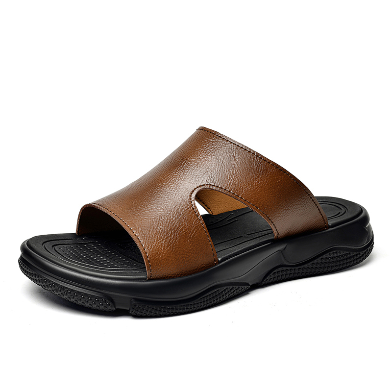 Men's Leather Slide Sandals No - Leather Work Flats บทวิจารณ์และราคา