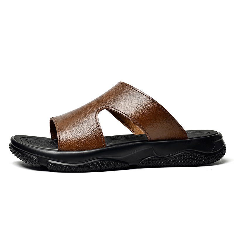 Men's Leather Slide Sandals No - Leather Work Flats บทวิจารณ์และราคา