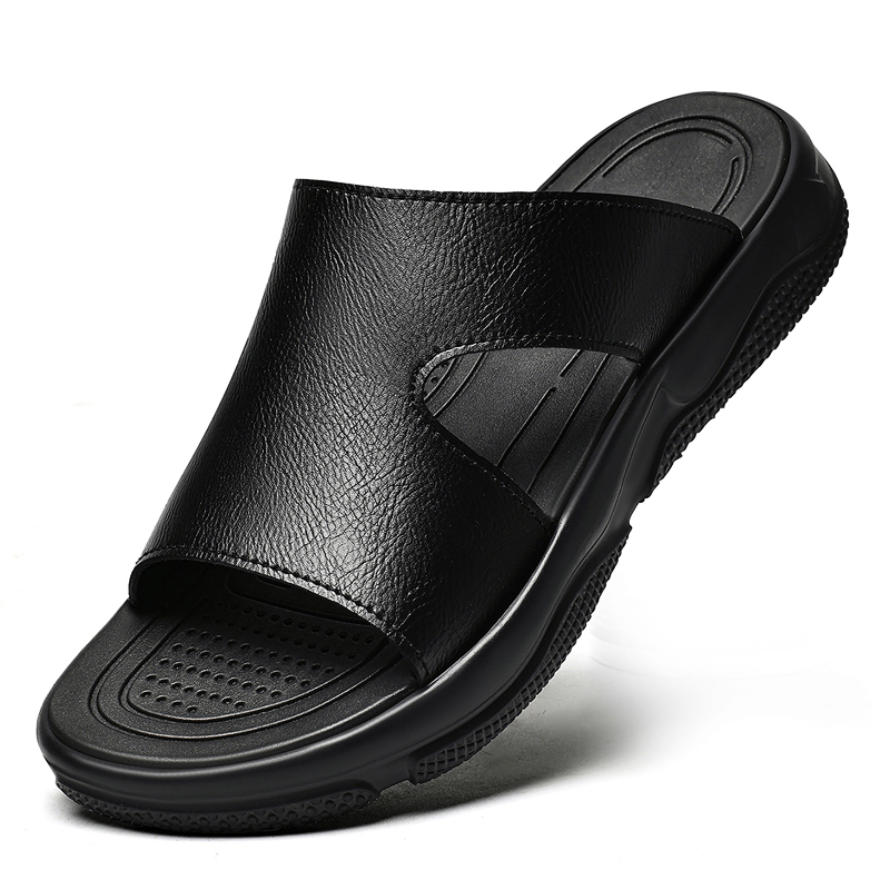 Men's Leather Slide Sandals No - Leather Work Flats บทวิจารณ์และราคา