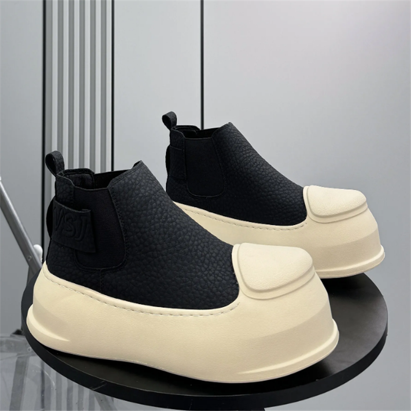 New Men's Round Toe Black Ankl - Leather Work Boots บทวิจารณ์และราคา