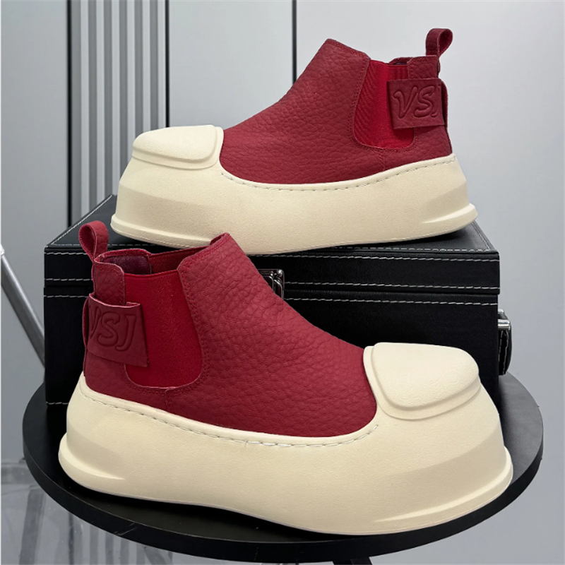 New Men's Round Toe Black Ankl - Leather Work Boots บทวิจารณ์และราคา