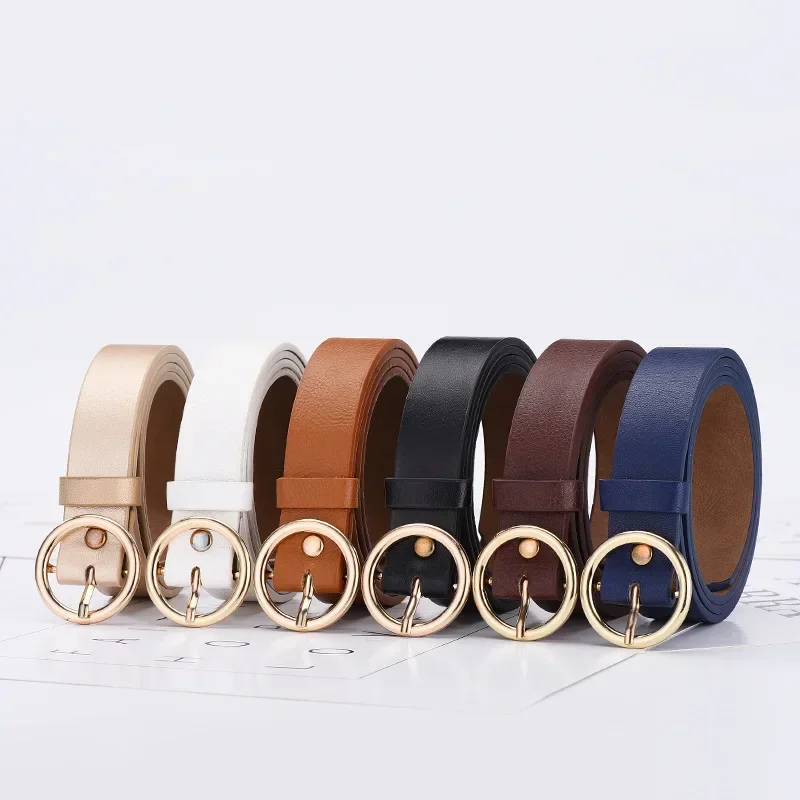 Women's Belt Round Buckle Belt - Leather Work Jeans บทวิจารณ์และราคา