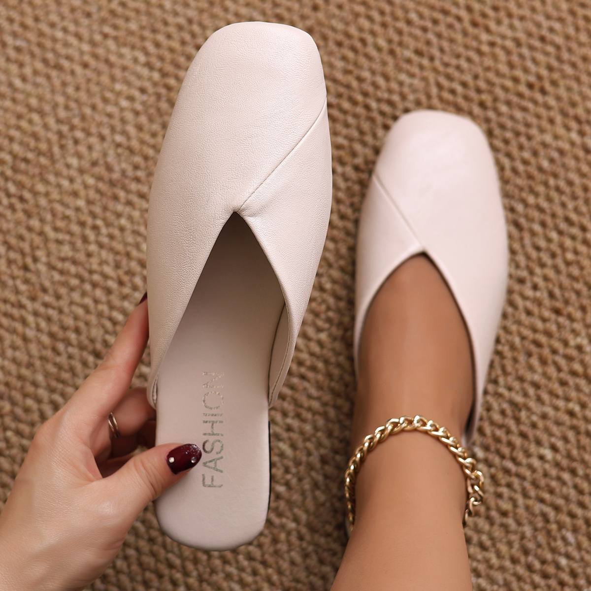 Women's Fashion Square Toe V-c - Leather Work Flats บทวิจารณ์และราคา