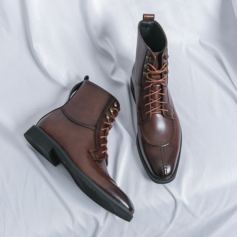 2026 New Men's Pointed Brown B - Leather Work Boots บทวิจารณ์และราคา