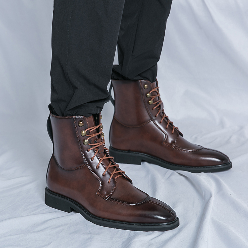 2026 New Men's Pointed Brown B - Leather Work Boots บทวิจารณ์และราคา