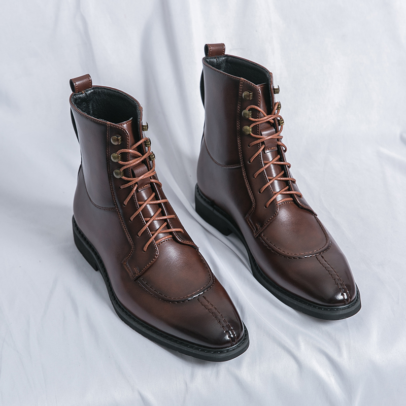 2026 New Men's Pointed Brown B - Leather Work Boots บทวิจารณ์และราคา