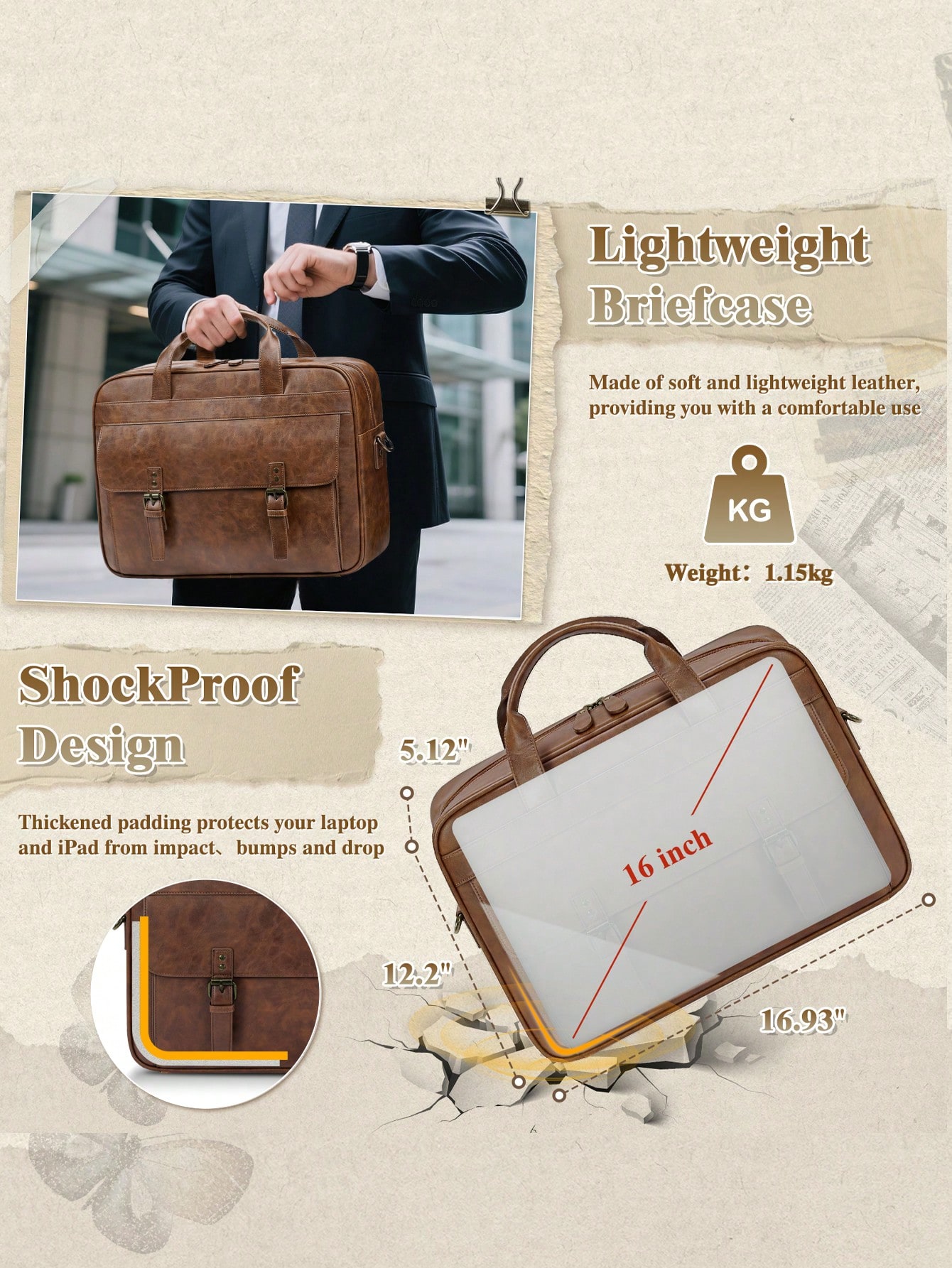 Vintage Leather Messenger Bag  - Leatherworking Classic บทวิจารณ์และราคา