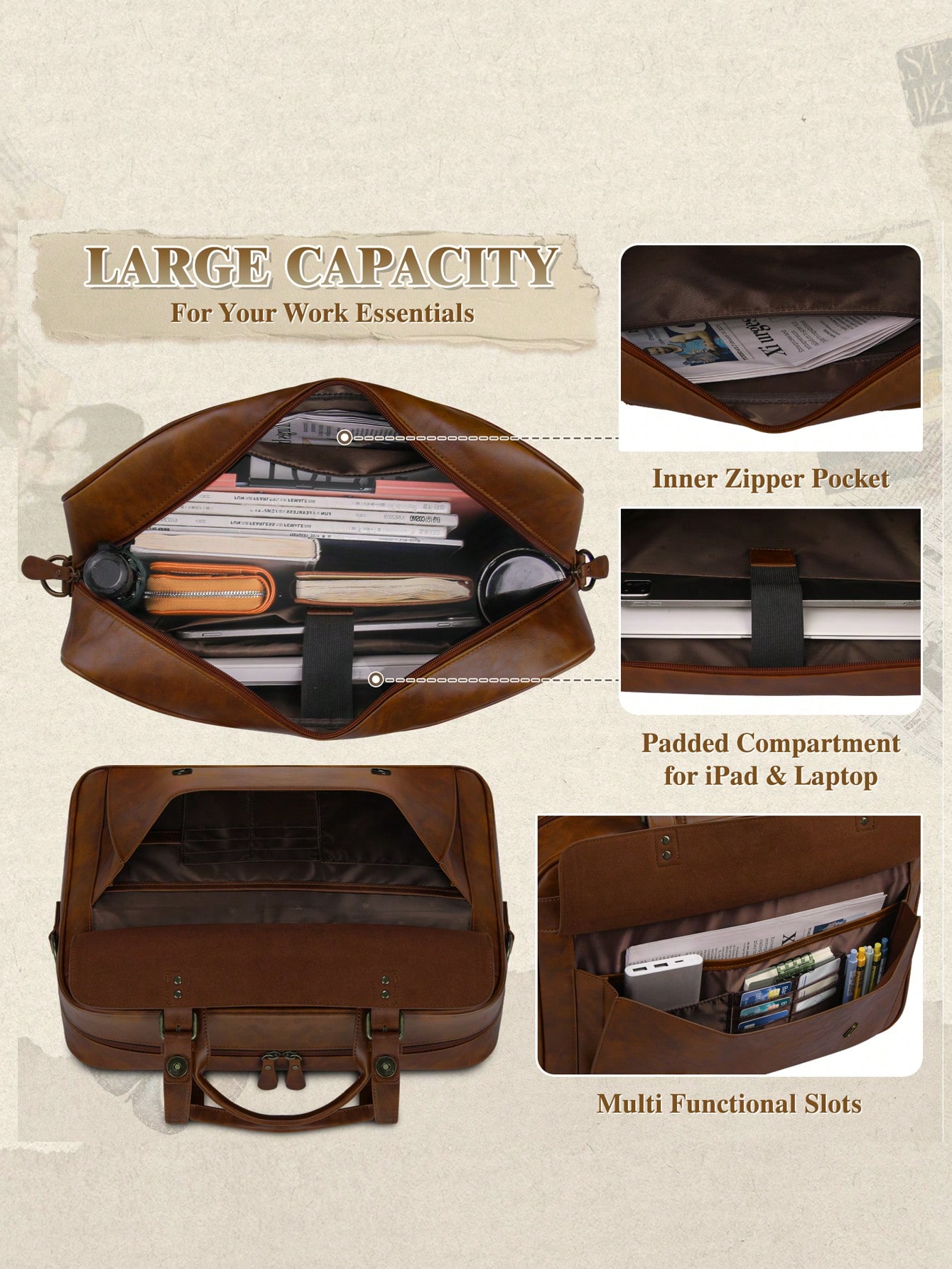 Vintage Leather Messenger Bag  - Leatherworking Classic บทวิจารณ์และราคา
