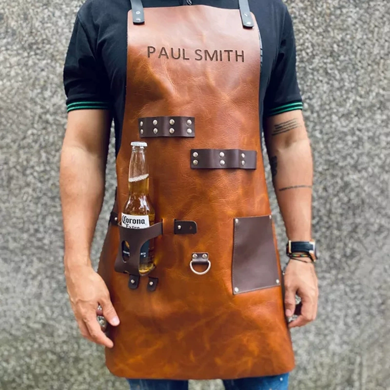 Apron Kitchen Outdoor Barbecue - Leatherwork Apron บทวิจารณ์และราคา