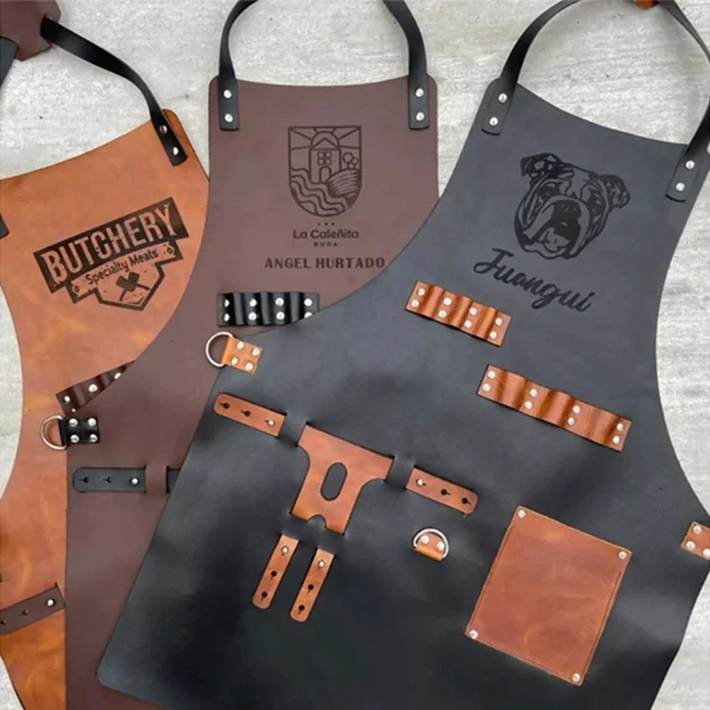 Apron Kitchen Outdoor Barbecue - Leatherwork Apron บทวิจารณ์และราคา