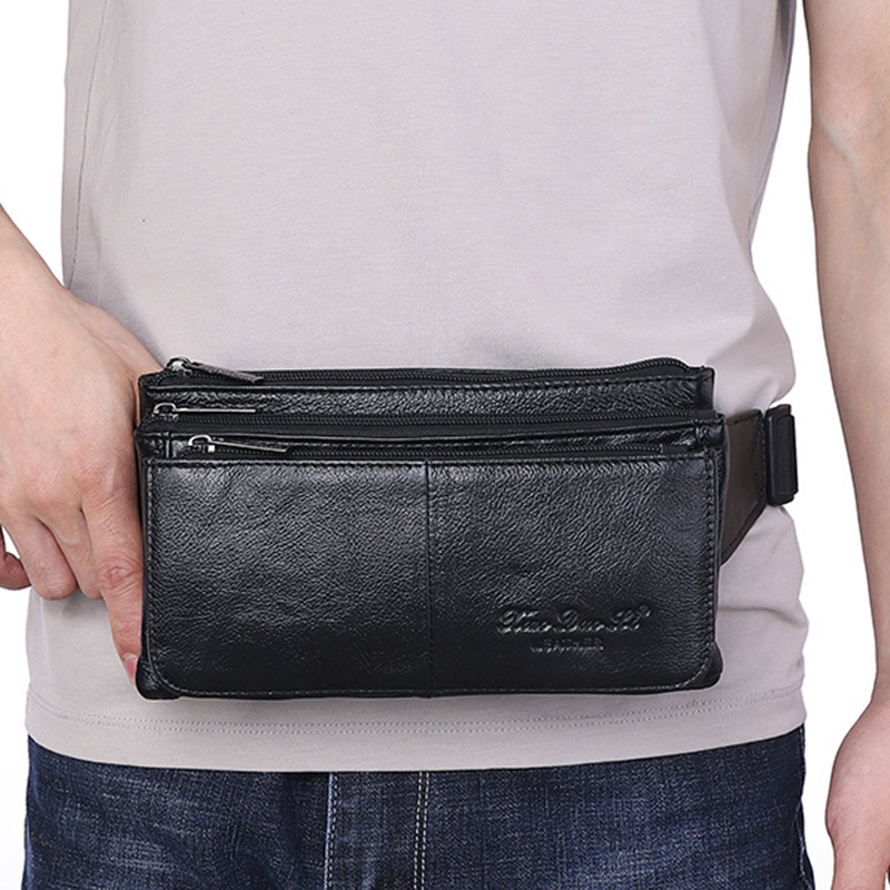 Men Waist Fanny Pack Belt Hip  - Leatherwork Wallet บทวิจารณ์และราคา
