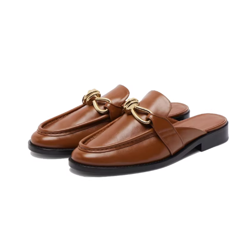 Metal Buckle Half Slippers For - Leather Work Flats บทวิจารณ์และราคา