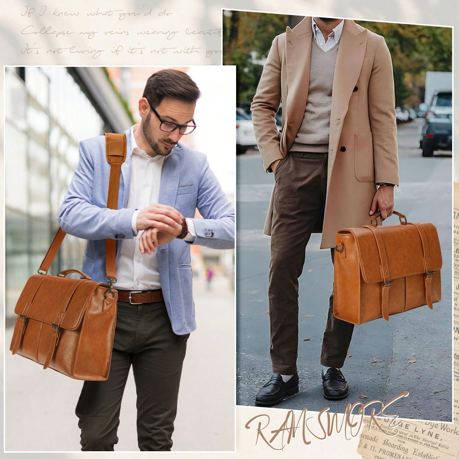 Messenger Bag For Men 15.6 Inc - Leatherworking Classic บทวิจารณ์และราคา