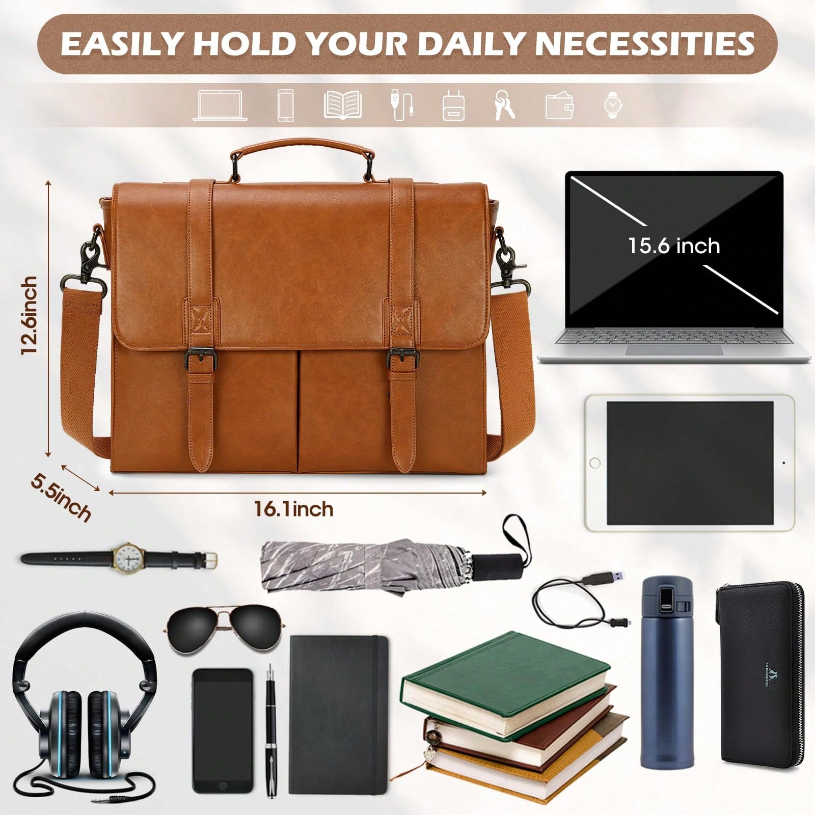 Messenger Bag For Men 15.6 Inc - Leatherworking Classic บทวิจารณ์และราคา