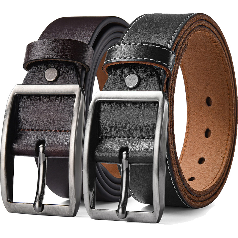 Men's High Quality Pin Buckle  - Leather Work Jeans บทวิจารณ์และราคา
