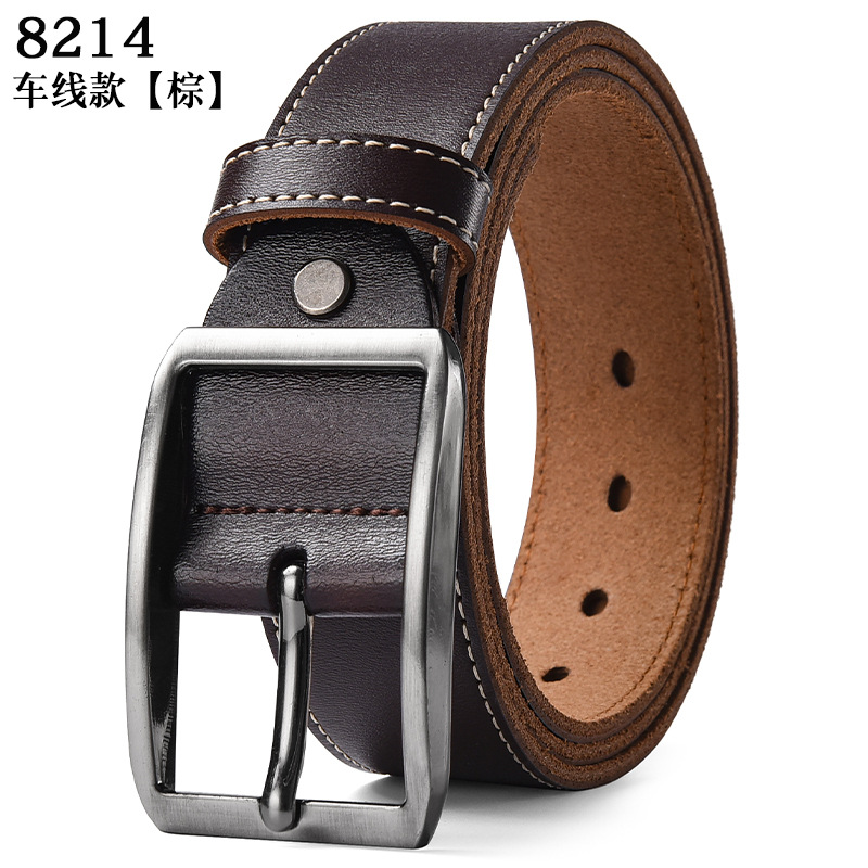 Men's High Quality Pin Buckle  - Leather Work Jeans บทวิจารณ์และราคา