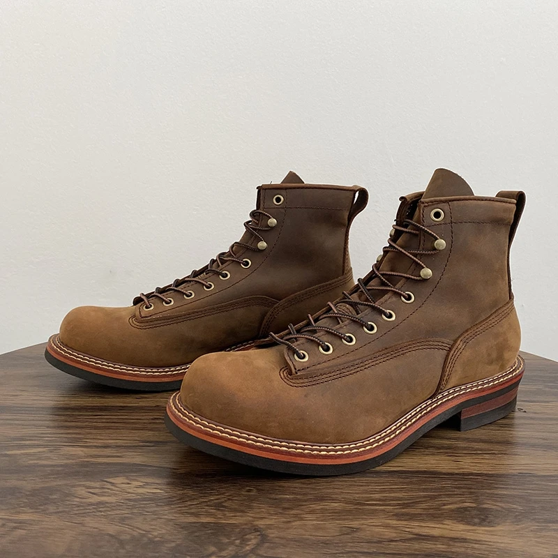 Vintage British Men Ankle Boot - Leather Work Flats บทวิจารณ์และราคา