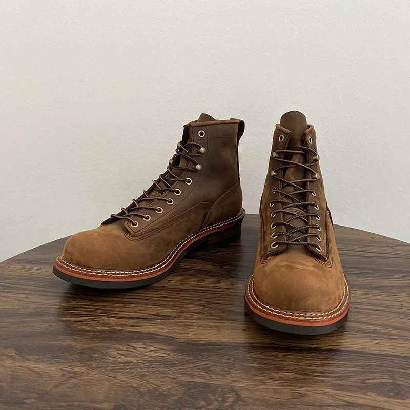 Vintage British Men Ankle Boot - Leather Work Flats บทวิจารณ์และราคา