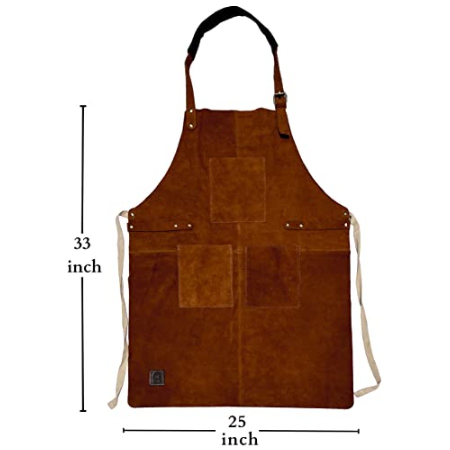 Leather Grill Work Apron with  - Leatherwork Apron บทวิจารณ์และราคา