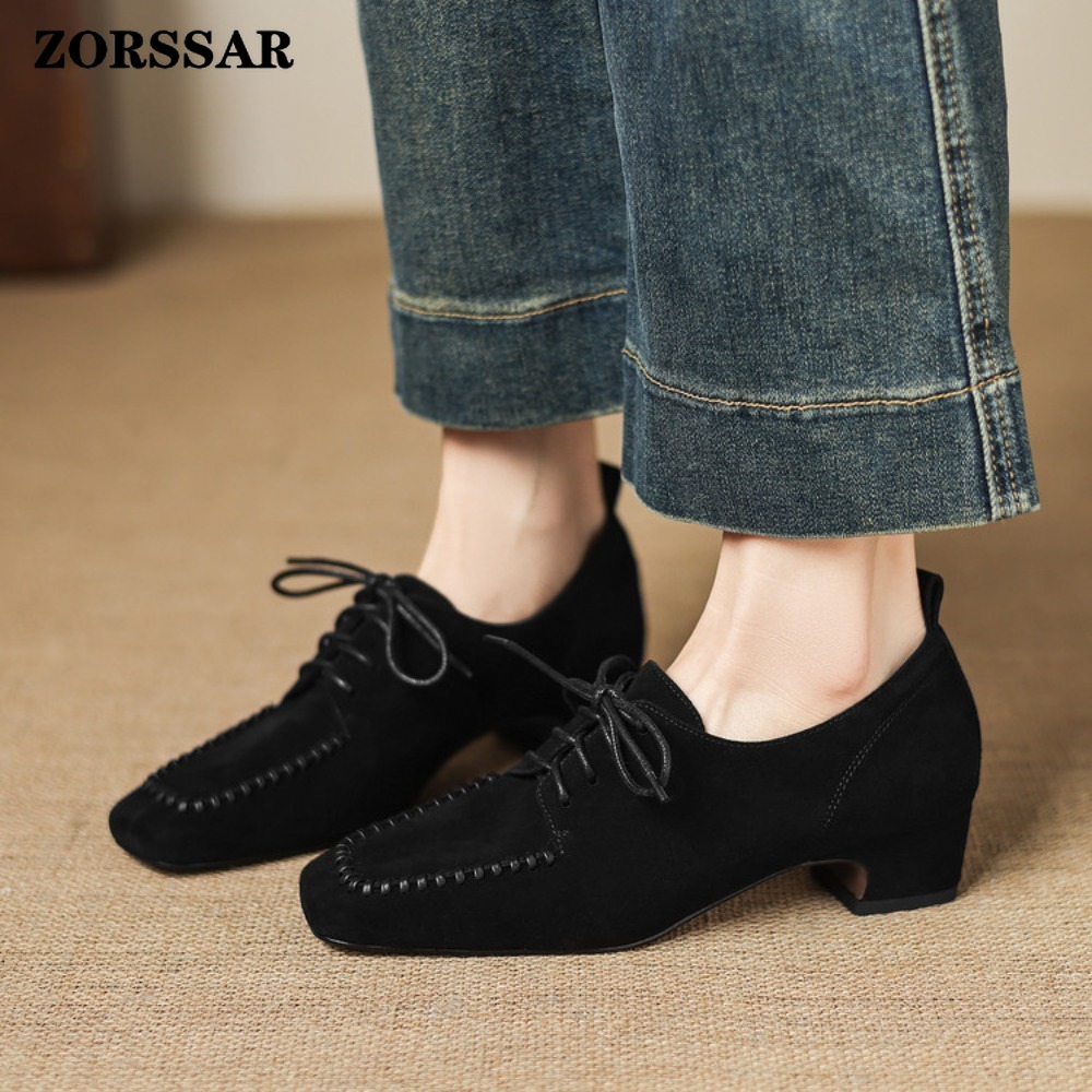Women's Brown Suede Square Toe - Leather Work For Kids บทวิจารณ์และราคา