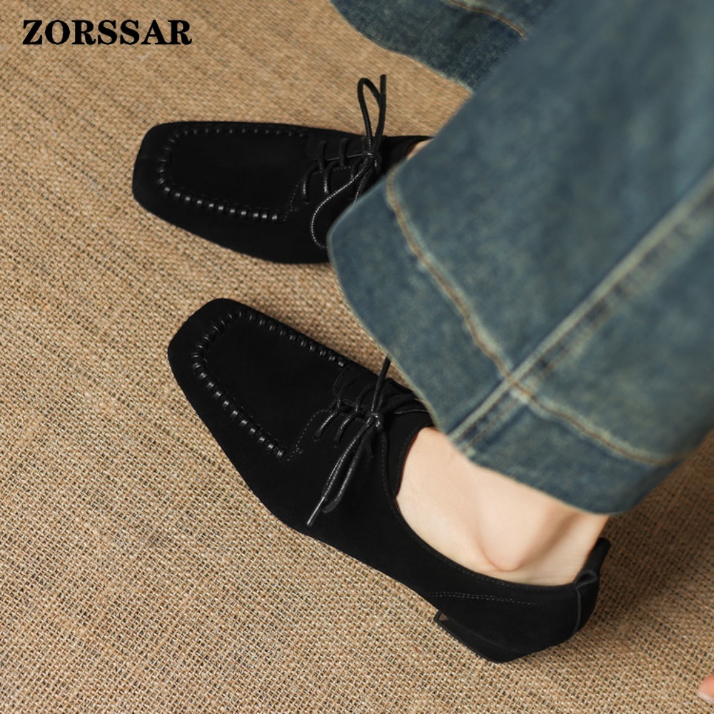 Women's Brown Suede Square Toe - Leather Work For Kids บทวิจารณ์และราคา