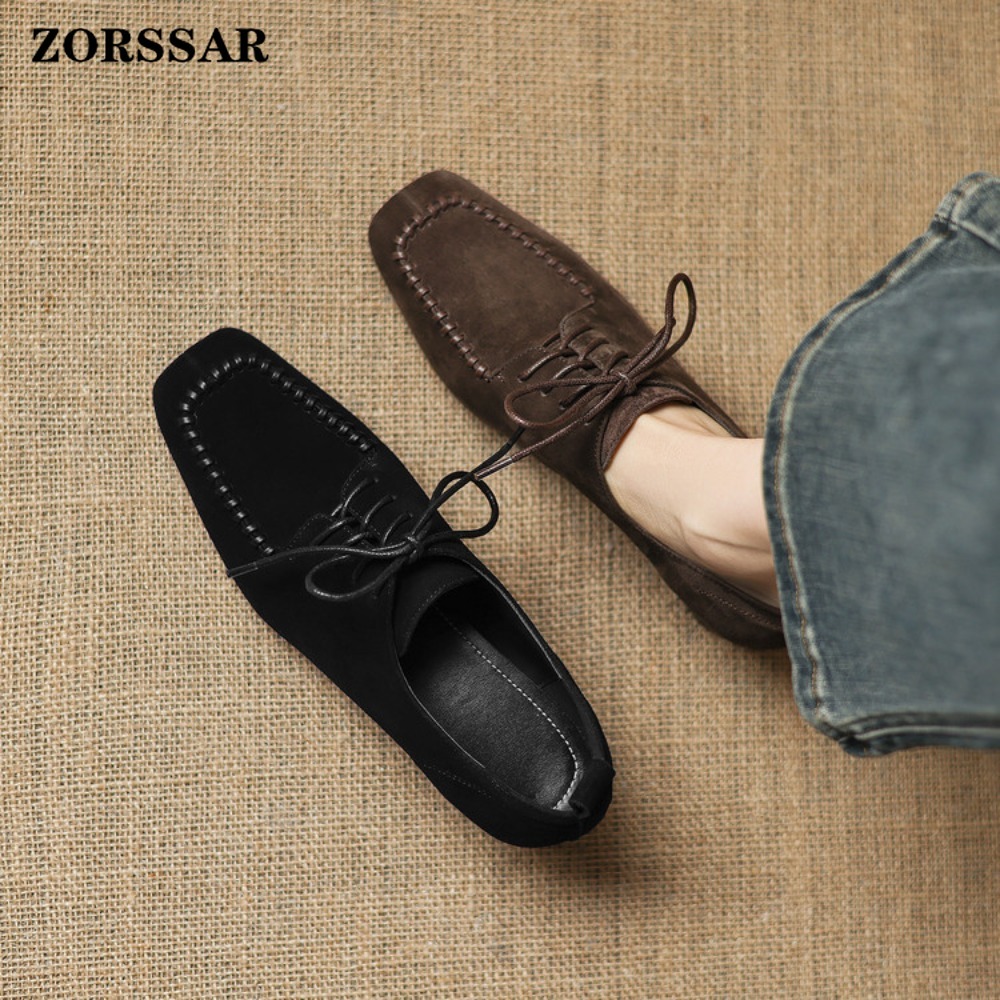 Women's Brown Suede Square Toe - Leather Work For Kids บทวิจารณ์และราคา