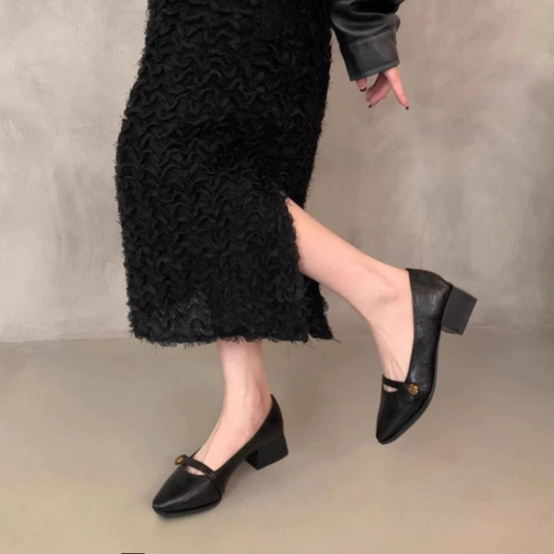 French Vintage Chunky Heel Mar - Leatherwork In French บทวิจารณ์และราคา