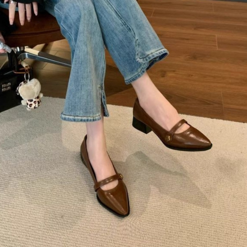 French Vintage Chunky Heel Mar - Leatherwork In French บทวิจารณ์และราคา