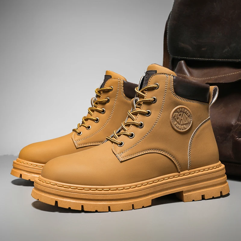 Men's High Top Boots Outdoor W - Leather Work Boots บทวิจารณ์และราคา