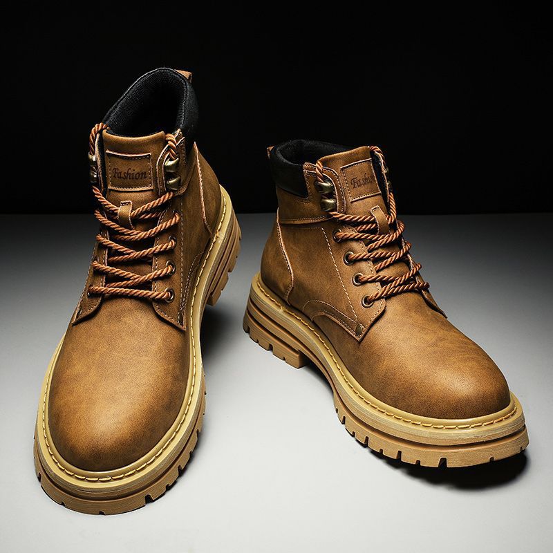 Fashion Men Boots Spring Comfo - Leather Work Boots บทวิจารณ์และราคา
