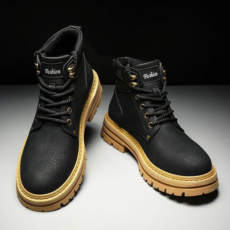 Fashion Men Boots Spring Comfo - Leather Work Boots บทวิจารณ์และราคา