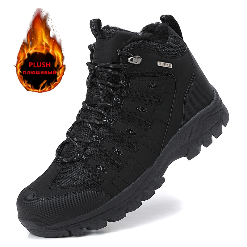 Winter Men's Boots Warm Plush  - Leather Work Flats บทวิจารณ์และราคา