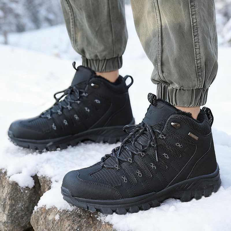 Winter Men's Boots Warm Plush  - Leather Work Flats บทวิจารณ์และราคา