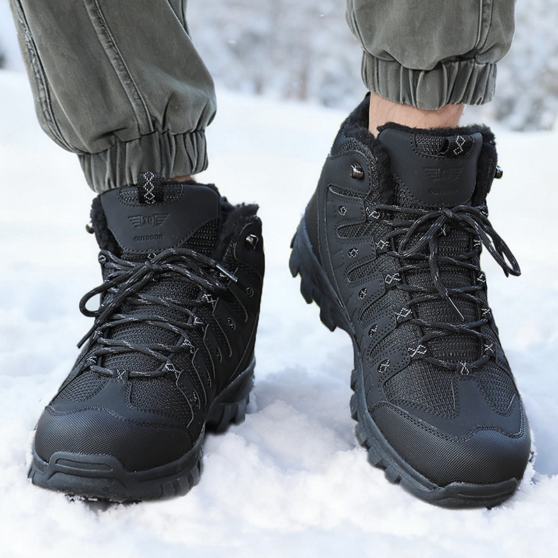 Winter Men's Boots Warm Plush  - Leather Work Flats บทวิจารณ์และราคา
