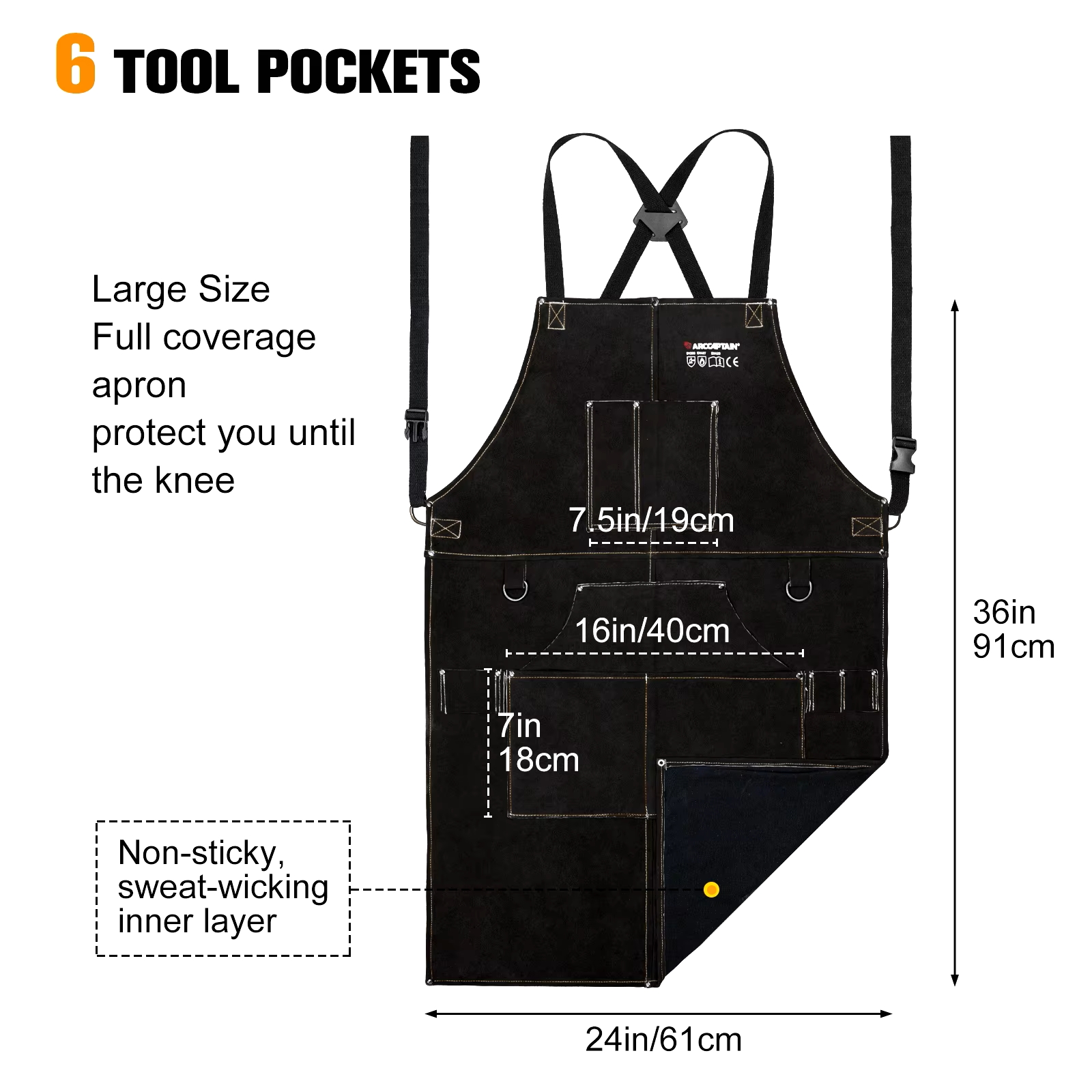 ARCCAPTAIN Leather Welding Wor - Leatherwork Apron บทวิจารณ์และราคา
