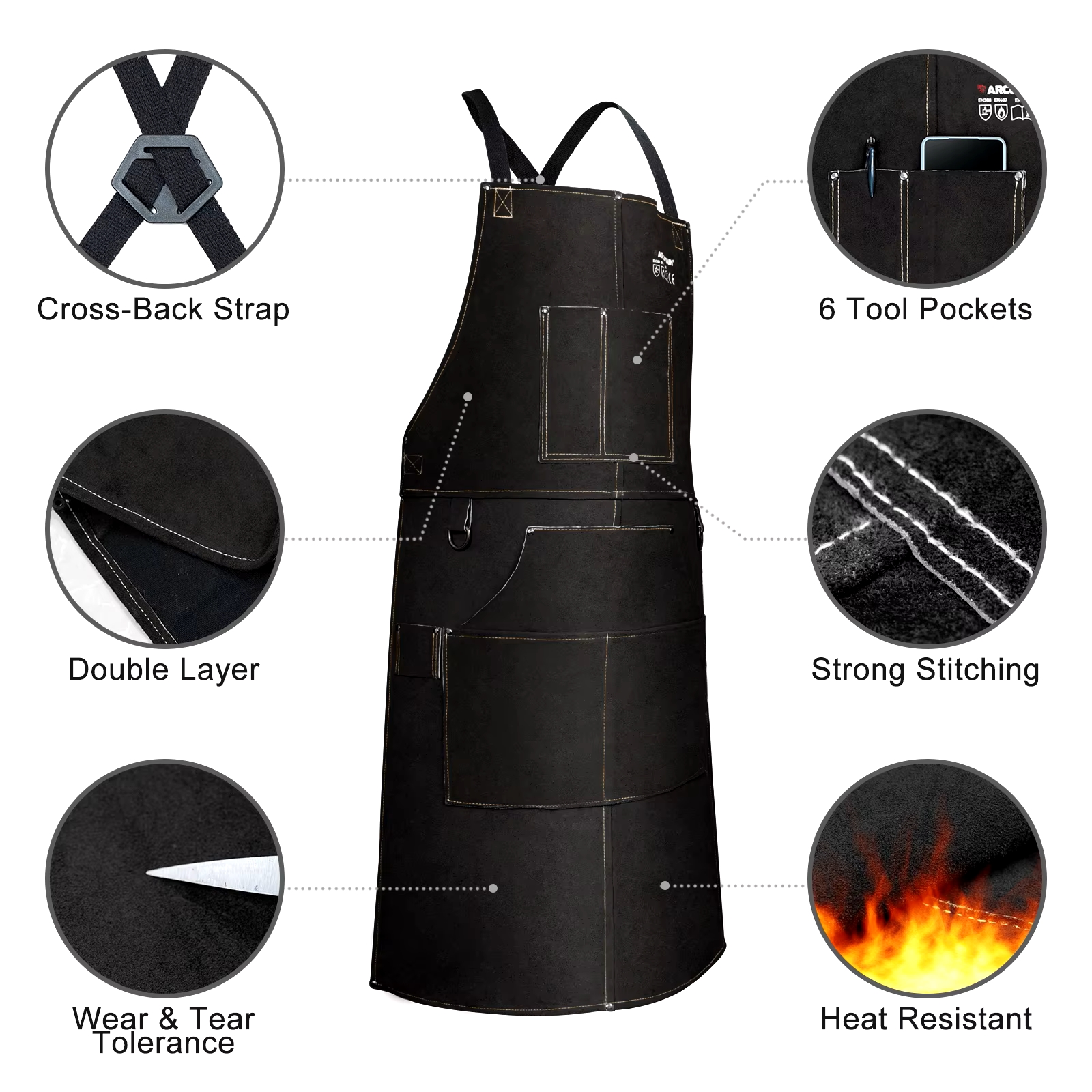 ARCCAPTAIN Leather Welding Wor - Leatherwork Apron บทวิจารณ์และราคา