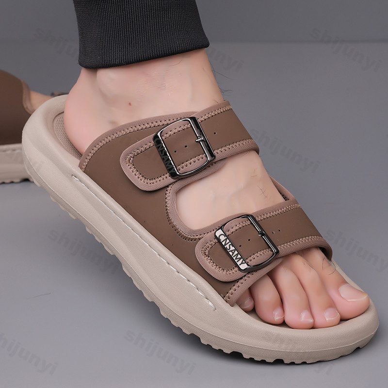 Men's Slippers 2025 Summer Bre - Leather Work Flats บทวิจารณ์และราคา