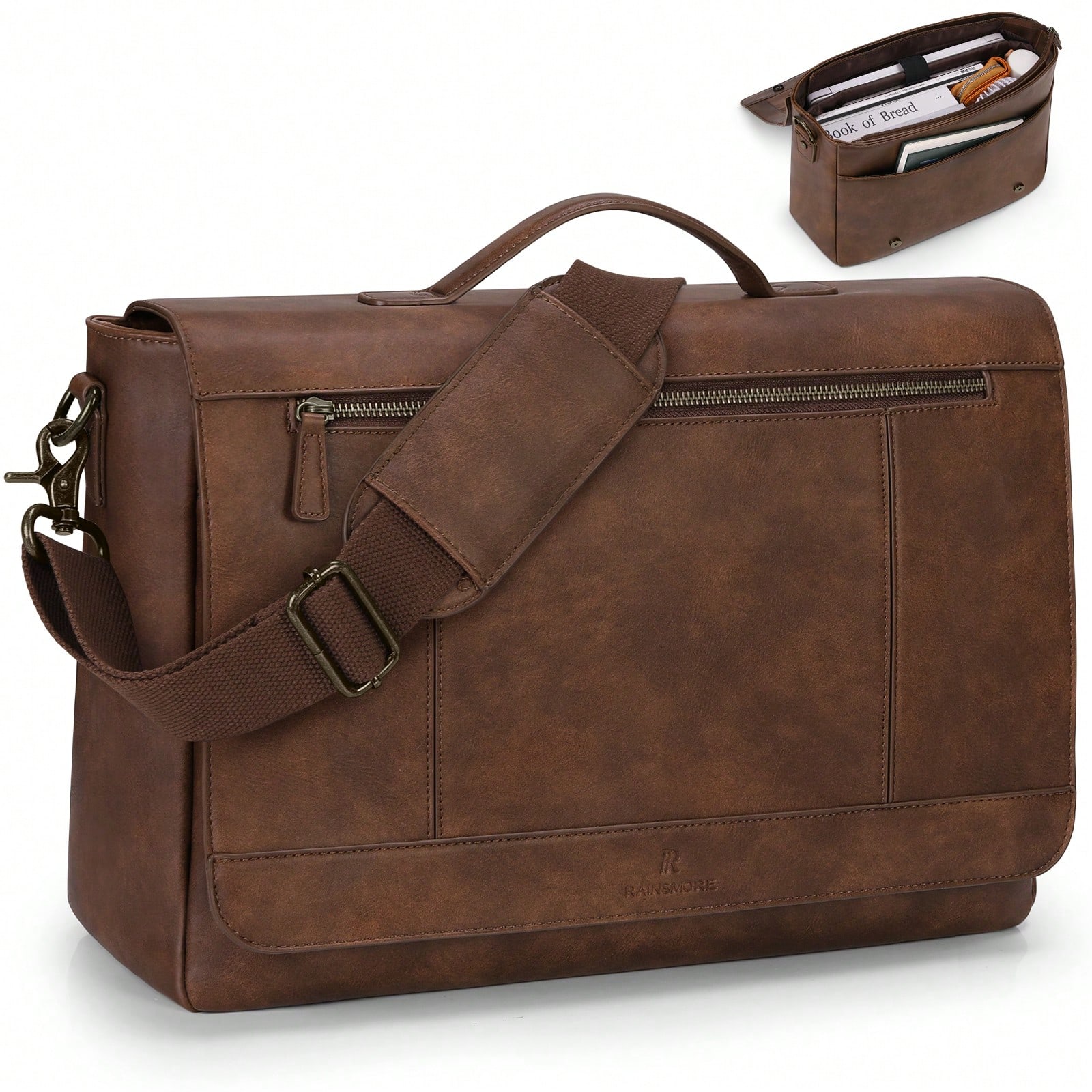 Leather Messenger Bag For Men  - Leatherworking Classic บทวิจารณ์และราคา
