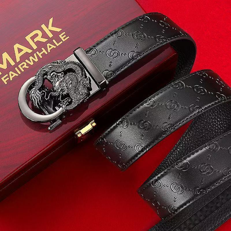 Black Leather Men's Belts Auto - Leather Work Jeans บทวิจารณ์และราคา