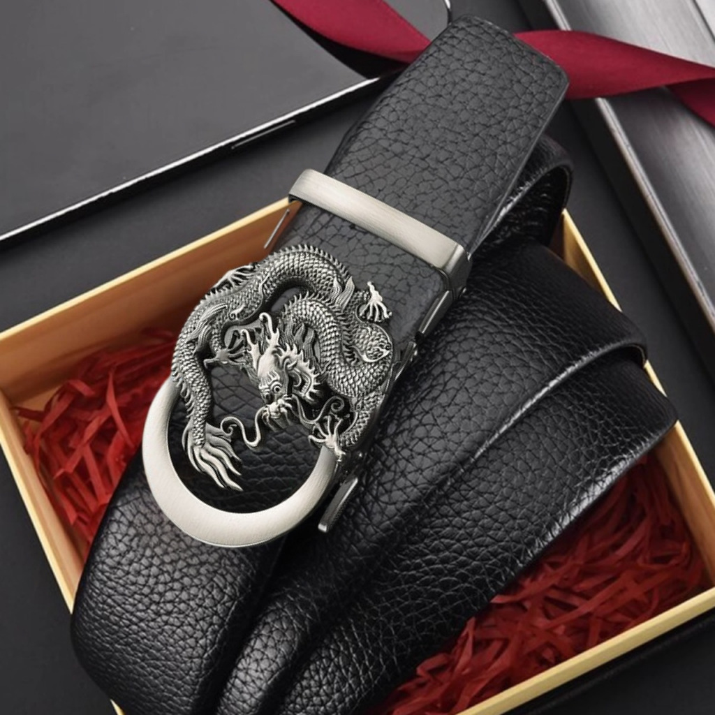 Black Leather Men's Belts Auto - Leather Work Jeans บทวิจารณ์และราคา