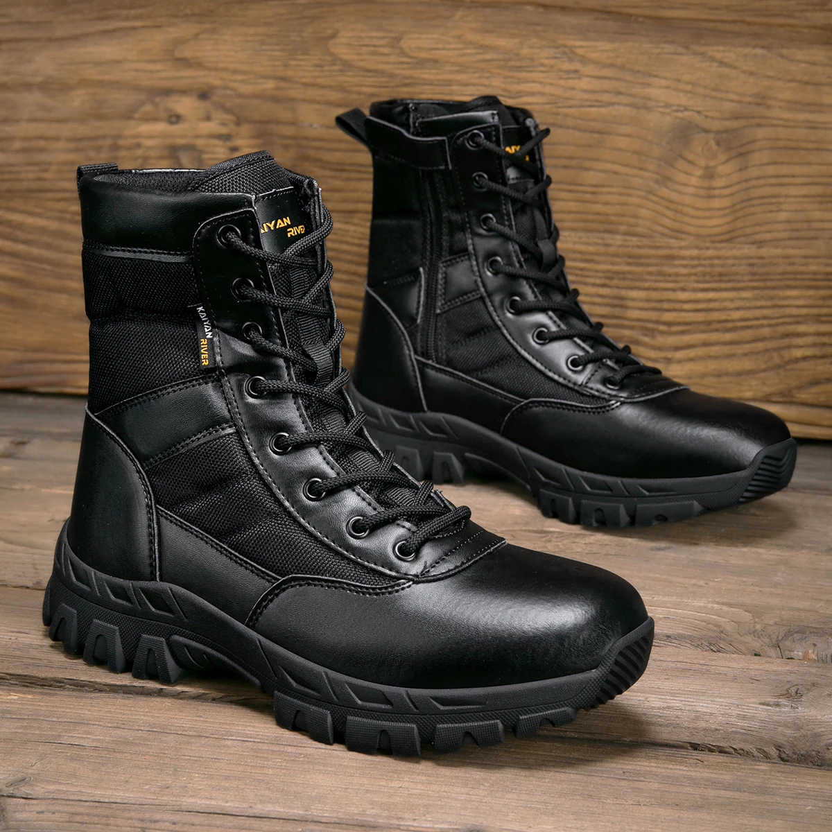 Men's Outdoor Hiking Shoes Hig - Leather Work Boots บทวิจารณ์และราคา