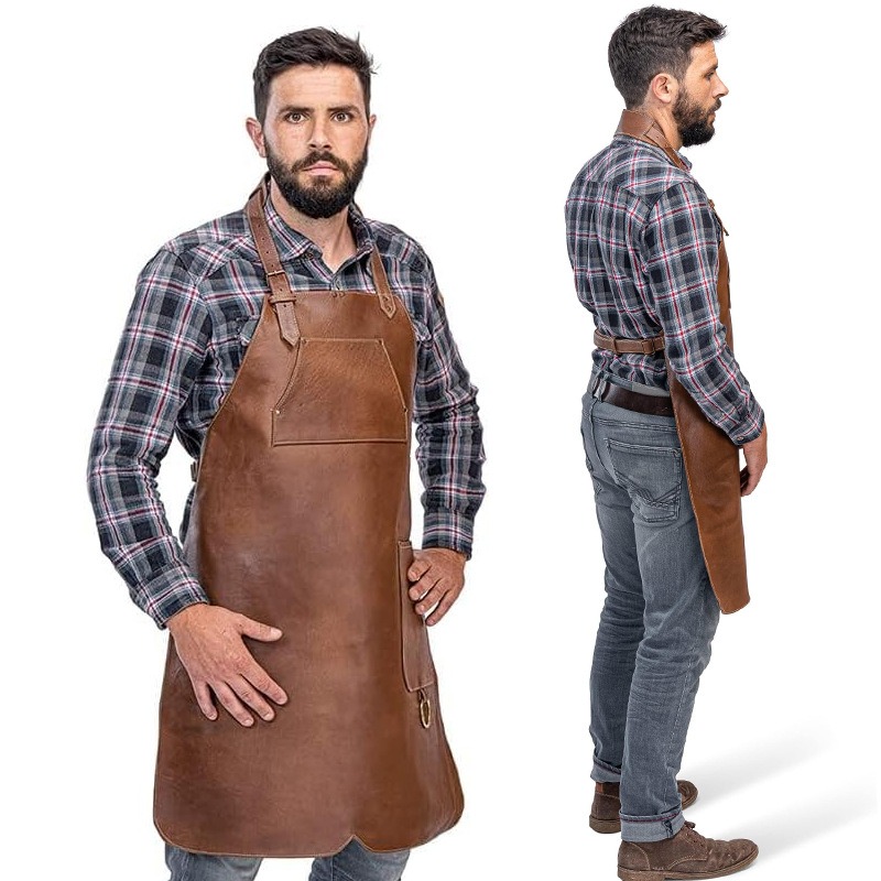 PU Hanging Neck Leather Apron  - Leatherwork Apron บทวิจารณ์และราคา