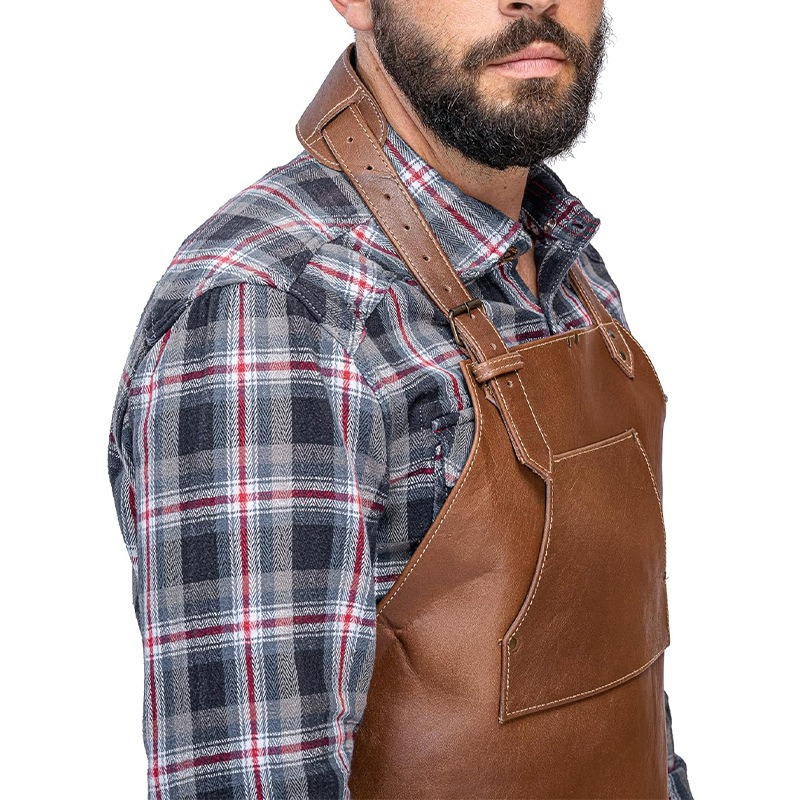 PU Hanging Neck Leather Apron  - Leatherwork Apron บทวิจารณ์และราคา