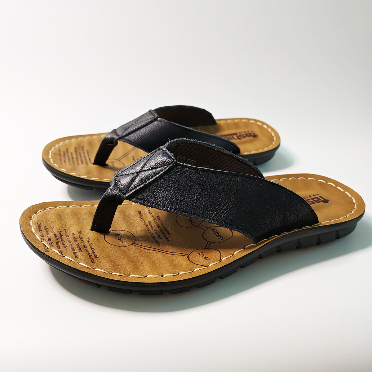 Summer Shoes Men Slippers Genu - Leather Work Flats บทวิจารณ์และราคา